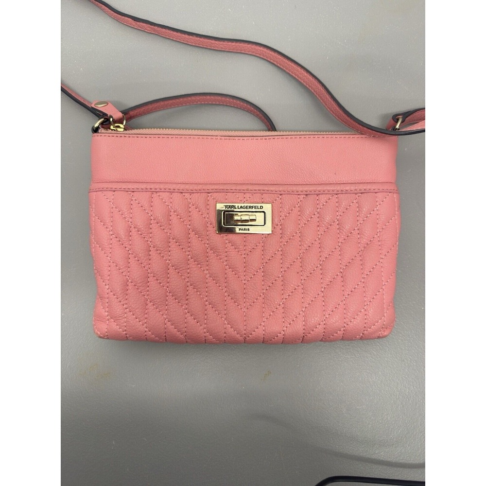 Karl‎ Lagerfeld Leather Crossbody Pebble Bag Pink #43